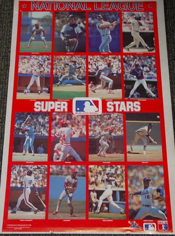 National League MLB Baseball SUPERSTARS 1988 22x34 POSTER - 16 Historic Legends Cover