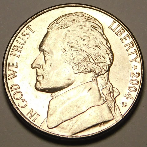 2004D Jefferson Peace Nickel BU from US Mint Bag "Original Photo Actual Example" Cover