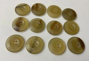 VTG 12 BRITISH ARMY PLAIN SIMPLE GREEN 28mm BAKELITE CELLULOID PLASTIC BUTTONS - Picture 1 of 6