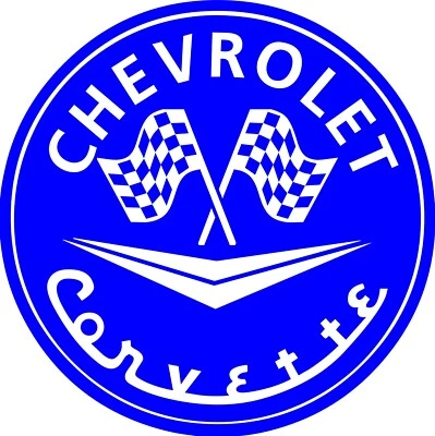 Chevrolet Corvette with racing flags-5.6" x 5.6" In your choice of color - Imagem 1 de 4