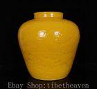 12.8" Rare Yongle Old Chinese Yellow Glaze Porcelain Palace Dragon Tank Jug Jar