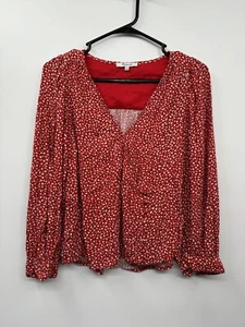 Madewell Damen Kinston Wickeltop mit seitlichen Knöpfen in Park Picknick rot geblümt Größe S - Bild 1 von 7