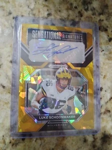 2023 Panini Prizm Draft Picks Luke Schoonmaker RC Auto Color Match Gold Ice - Bild 1 von 2
