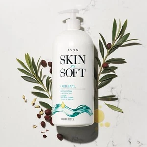 AVON SKIN SO SOFT ORIGINAL BODY LOTION FOR NORMAL SKIN,W,PUMP BONUS SIZE 33.8FL - Picture 1 of 3