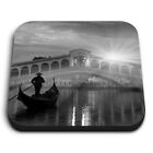 Square MDF Magnets - BW - Gondola Rialto Bridge Venice Italy  #42970