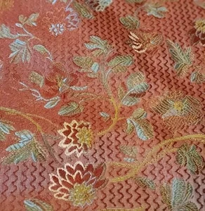 WATERFORD FLORAL JACQUARD RED AQUA BLUE GREEN STRIPED  COMFORTER KING Vintage - Picture 1 of 5