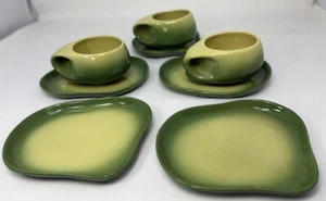 MCM Vintage Tamac Avocado Green Pottery Set 9 Pieces - Picture 1 of 10