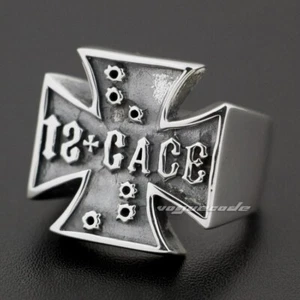 Huge 925 Sterling Silver Cross Ring Charms Biker Punk Jewellery 8Y001C - Picture 1 of 24