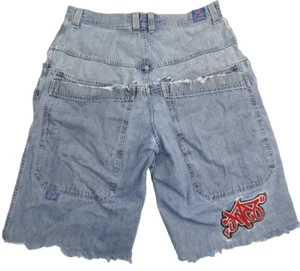 Pantalones Cortos De Colección JNCO Cortos 38x14 Sueltos Años 90 Ancho Thrashed Distress Patinador EE. UU. - Imagen 1 de 18