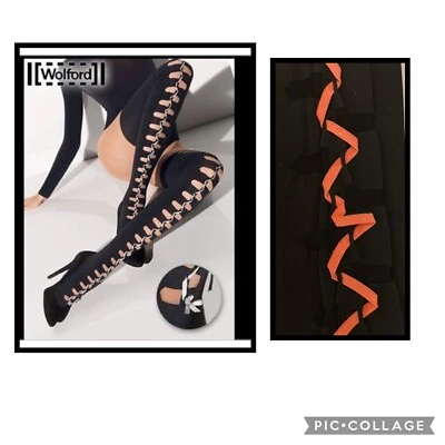 New Wolford Anne Lace Up Tights Pantyhose XS Over The Knee Boot Effect 4/6 - Изображение 1 из 4