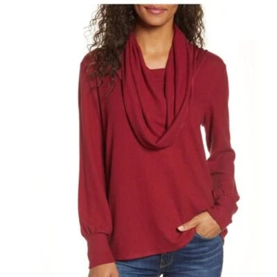 Suéter Gibson Para Mujer Acogedor Polar Cuello Cascada Pequeño Nuevo Con Etiquetas Rojo Nordstrom S Foto 1 de 4