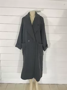 New Zara Women Gray Wool Blend Long Sleeve Oversized Coat Pockets size L - Picture 1 of 16