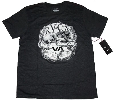 RVCA Lion & Lamb Men's Short Sleeve T-Shirt Size M Slim Vintage Dye Black - Image 1 of 3