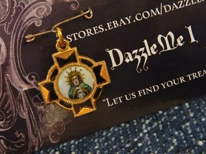 Our MARY Blessed MOTHER  Inset w/Cross in Gold tone Lapel Pin Medal ~ FREE Ship! - Picture 1 of 7