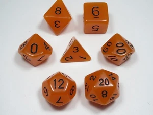 NEW RPG Dice Set of 7 - Frost Orange D4 D6 D8 D10 D12 D20 D00-90 - Picture 1 of 8