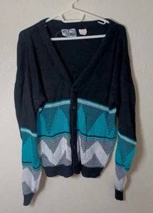 Vintage WILD THUNDER 80s 90s Cardigan Sweater Boys XL 18-20 Acrylic Knit Vtg - Picture 1 of 6