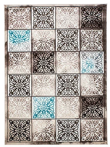 Teppich Kurzflor Hochwertig Muster Creme Dunkelbeige 80 120 140 160 _L17 - Bild 1 von 3