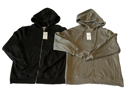 Sws Active 全拉链连帽衫男式 L 码黑色灰色抽绳口袋 2 连帽衫 — 第 1/4 张图片