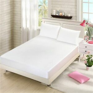1 Piece Luxury Satin Silk Fitted Sheet Breathable Mattress Cover Queen, King