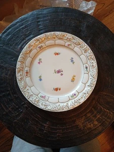 Piatto da dessert Meissen a forma di X floreale e oro - Foto 1 di 6