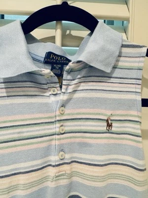 Polo Ralph Lauren Girls Striped Cotton Dress Collared Size 16 Pockets EUC - Image 1 of 4