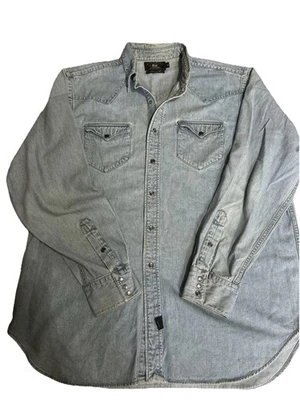 Ralph Lauren RRL Men's Denim Western Shirt X-Large Pearl Snap - Image 1 of 4