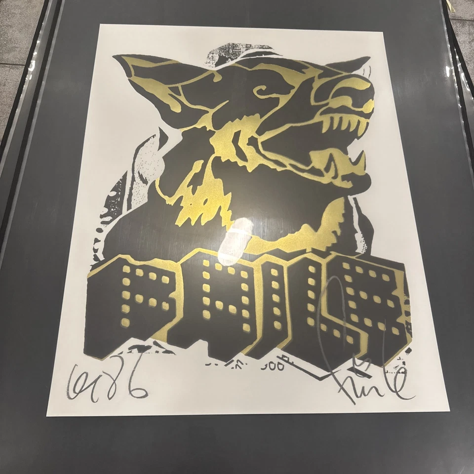 FAILE DOG NEGRO/DORADO Lámina Arte Doberman Perro Firmado Edición Limitada Impresión 2022 NUEVO Foto 1 de 4