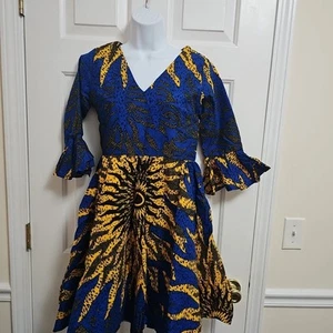 Vestido para mujer Ankara africano estampado de cera 100 % algodón alta calidad X pequeño - pequeño - Imagen 1 de 14