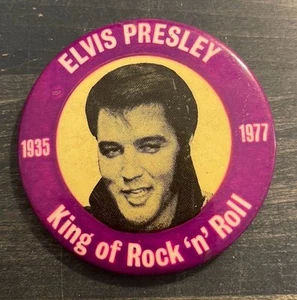 Elvis Presley King of Rock 'N' Roll 1935 - 1977 Vintage 3" Button Pin Back - Picture 1 of 2