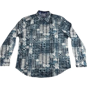 Robert Graham Hemd blau weiß geometrisches Muster Button Down XL - Bild 1 von 10