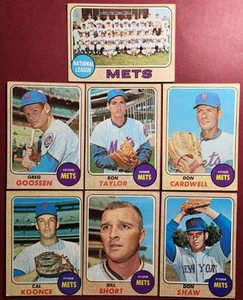 Vintage 1968 Topps 7-card New York Mets Lot Old Baseball Cards *Vg/Vg+* - Picture 1 of 9