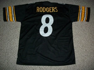 AARON RODGERS Unsigned Custom Pittsburgh Sewn Football Jersey Size S-3XL Blk/Wh - Picture 1 of 4