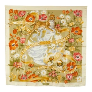 Salvatore Ferragamo Tigre Leopardo Pájaro Planta Bufanda Seda Para Mujer 1-0206411 - Imagen 1 de 7