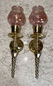 Juego de 2 apliques de pared vintage de latón macizo candelabros estilo regencia 10" con bombillas - Imagen 1 de 19