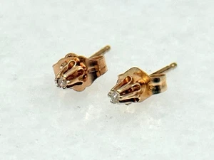 Vintage kleine Diamant 14k Weißgold Starburst Buttercup Ohrstecker - Bild 1 von 3