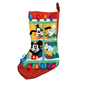 Vtg Disney 3D Intricate Large Felt Christmas Stocking Mickey Donald Duck Goofy - Picture 1 of 5