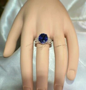 8 KARAT PREMIUM AAA TANSANIT & 14 MAKELLOSE DIAMANTEN ZIGEUNER 14K WEISSGOLD FÜLLUNG - Bild 1 von 11