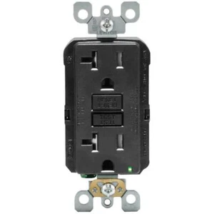 20 Amp 125-Volt Duplex SmarTest Self-Test Tamper Resistant GFCI Outlet, Black - Picture 1 of 5