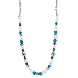 Brighton Brighton Pebble Turquoise And Pearl Necklace NWT $98 - Picture 1 of 9