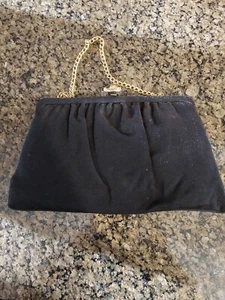 Vintage After Five Black 60s Evening Bag Cocktail Purse Hand Clutch - Picture 1 of 7