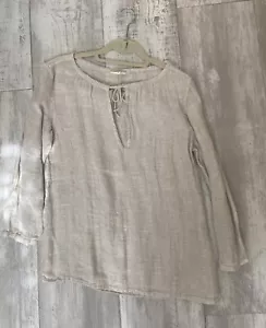 Tela italiana usada Eileen Fisher 100 % lino talla S beige - Imagen 1 de 3