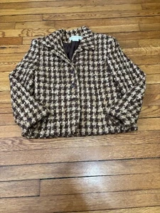Vintage Jones New York Womens Blazer Jacket Sz 8 Brown Wool Mohair Alpaca Tweed - Picture 1 of 8