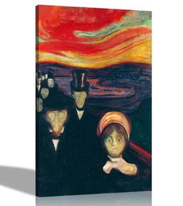 Impresiones de arte de pared de lienzo enmarcado Ansiety de Edvard Munch cuadros colgantes hogar - Imagen 1 de 11