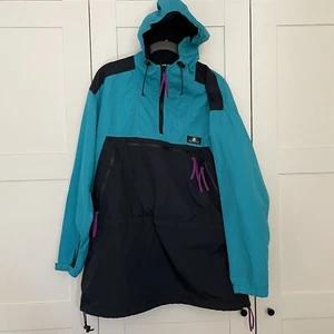 Vintage Sierra Designs Anorak Windbreaker Turquoise And Black Men’s Small - Picture 1 of 11