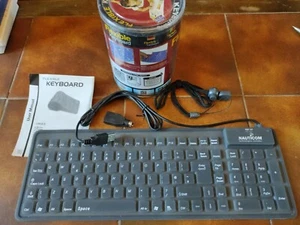 Clavier Flexible waterproof Flexible Keyboard USB PS2 QWERTY - Photo 1/12