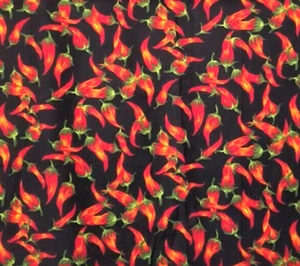 New Fabric Multicolor Chili Peppers 17"x 39" Cotton Hobby Lobby Craft Quilt Sew - Picture 1 of 16
