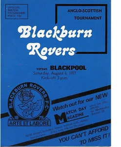 BLACKBURN ROVERS V BLACKPOOL ANGLO SCOTTISH CUP 6 AUGUST 1977 VGC - Picture 1 of 1