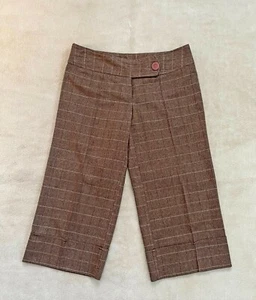 Tracy Evans Limited Capris Cropped Pants Brown Plaid Stretch Size 11 - Picture 1 of 4
