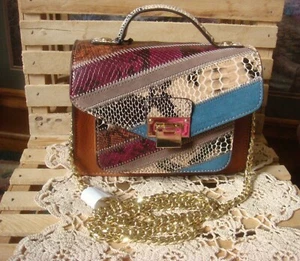 NEU MIT ETIKETT SAM EDELMAN KYLIE ~ HELLBRAUN & SCHLANGENMUSTER LEDER UMHÄNGETASCHE CROSSBODY - $ 178 - Bild 1 von 10