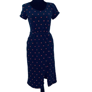 Boden Hallie Jersey Polka Dot Pullover Elastic Waist Midi Dress Womens SZ 6P - Picture 1 of 17